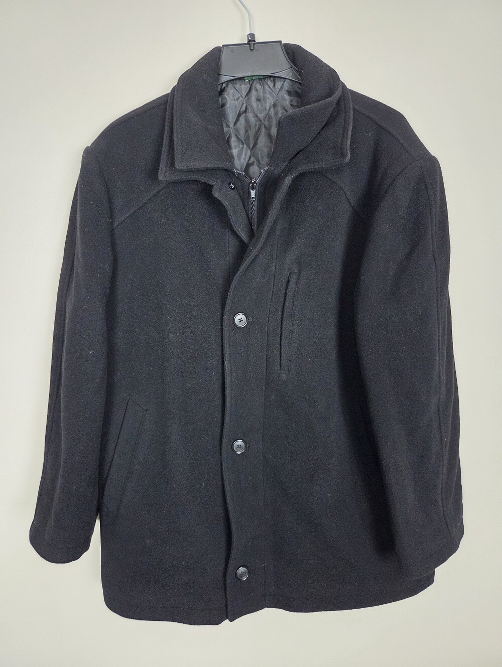 Lauren Ralph Lauren Men's Overcoat 42S Wool Cashmere Blend Zip Buttons Black